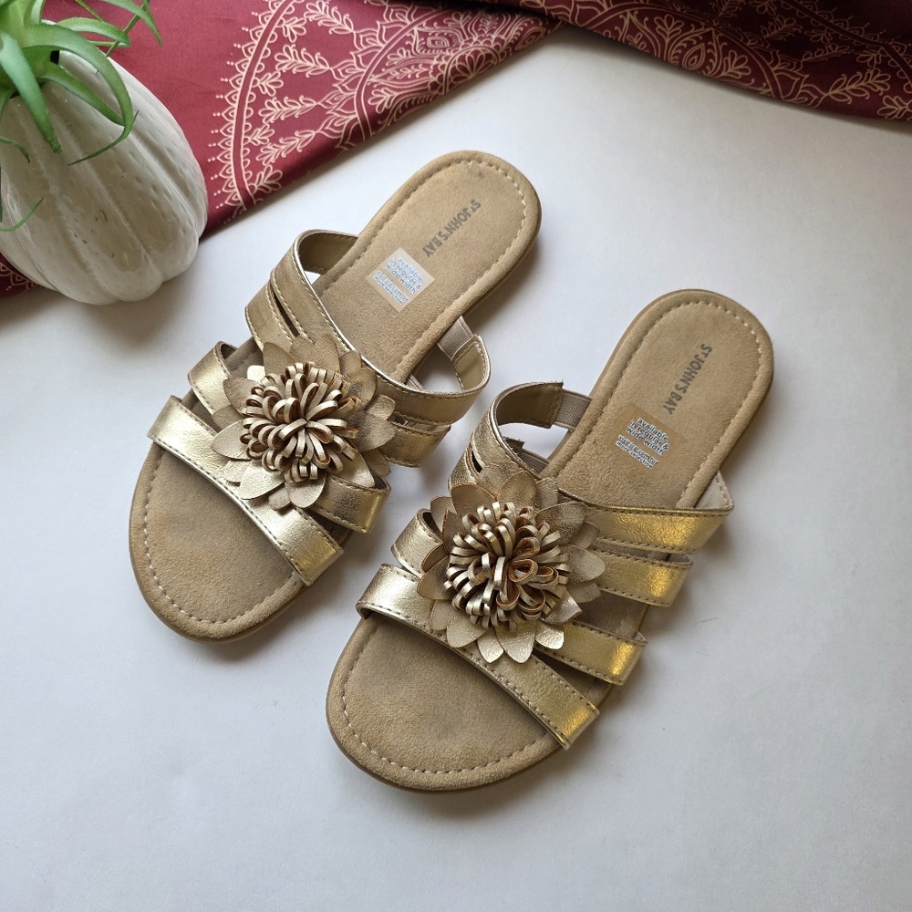 St John's Bay Sandals Gold Size 7.5